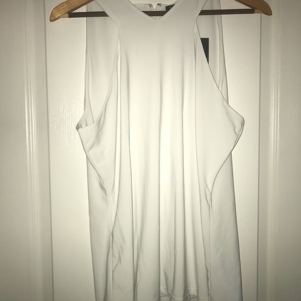 White sleeveless top